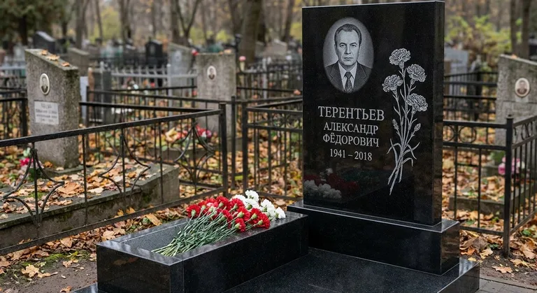 Памятник с гравировкой гвоздик — выполненная работа «Терентьев» в Норильске