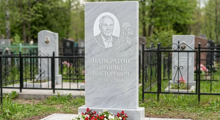 Памятник с гравировкой гвоздик — выполненная работа «Панкратов» в Норильске