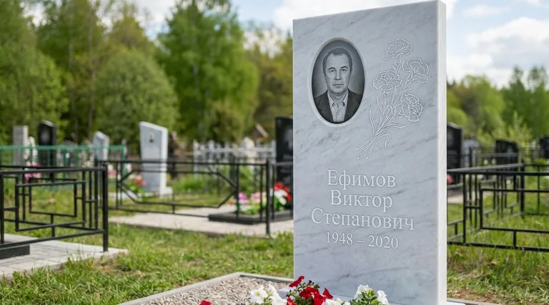 Памятник с гравировкой гвоздик — выполненная работа «Ефимов» в Норильске