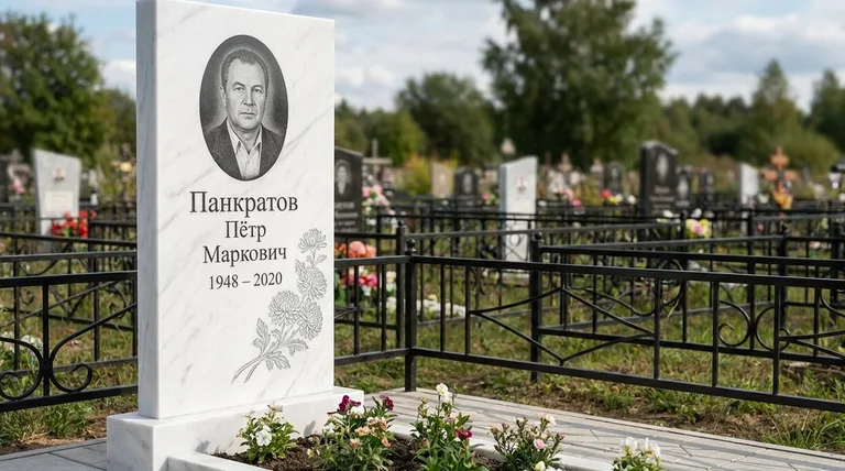 Памятник с гравировкой хризантем — выполненная работа «Панкратов» в Норильске