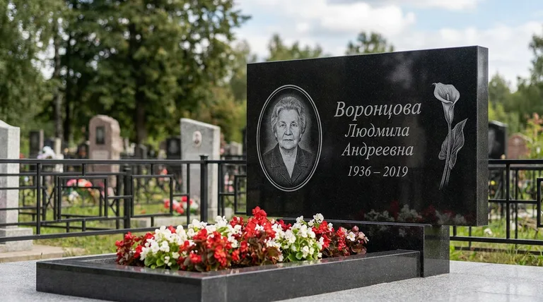 Памятник с гравировкой калл — выполненная работа «Воронцова» в Норильске