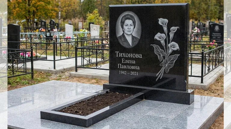 Памятник с гравировкой калл — выполненная работа «Тихонова» в Норильске