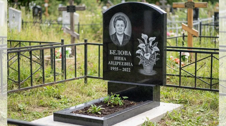 Памятник с гравировкой калл — выполненная работа «Белова» в Норильске