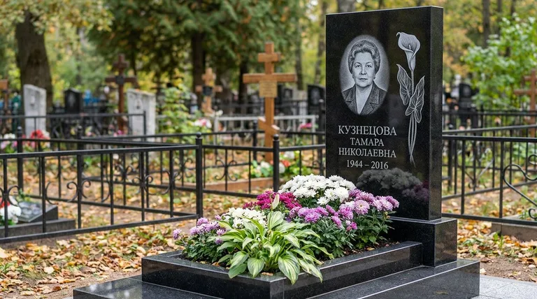 Памятник с гравировкой калл — выполненная работа «Кузнецова» в Норильске