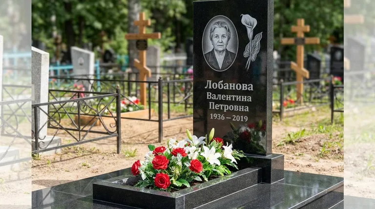 Памятник с гравировкой калл — выполненная работа «Лобанова» в Норильске