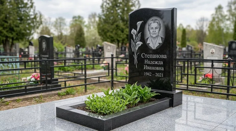 Памятник с гравировкой калл — выполненная работа «Степанова» в Норильске