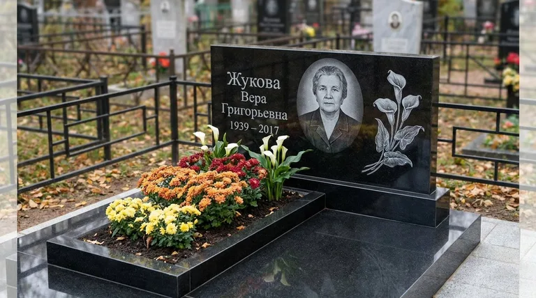 Памятник с гравировкой калл — выполненная работа «Жукова» в Норильске