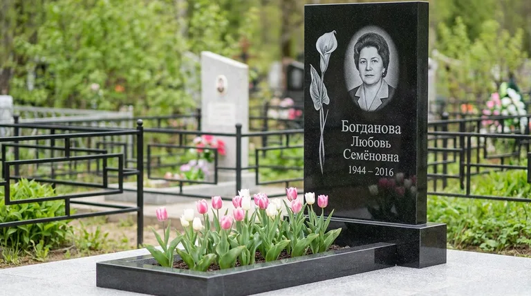 Памятник с гравировкой калл — выполненная работа «Богданова» в Норильске