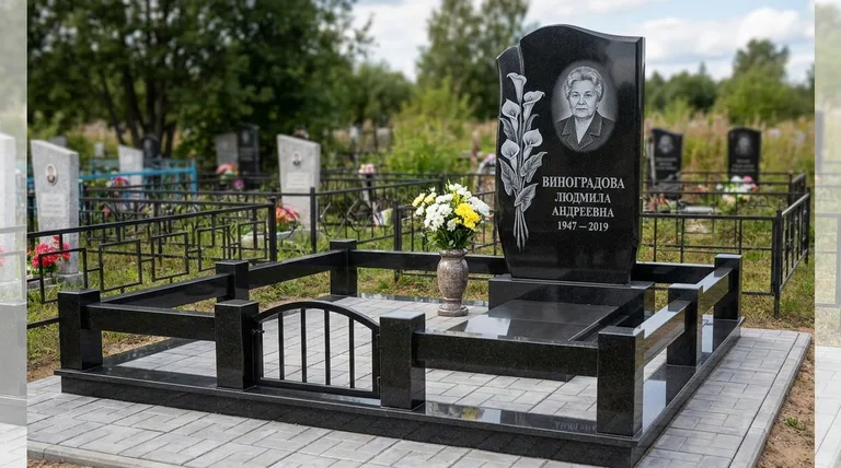 Памятник с гравировкой калл — выполненная работа «Виноградова» в Норильске