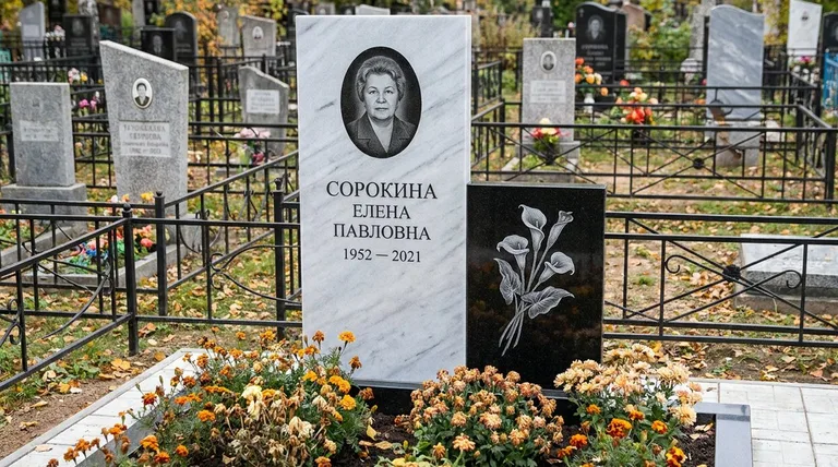 Памятник с гравировкой калл — выполненная работа «Сорокина» в Норильске