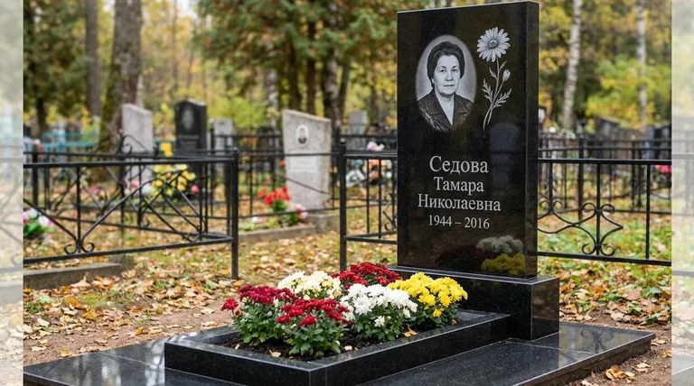 Памятник с гравировкой ромашек — выполненная работа «Седова» в Норильске