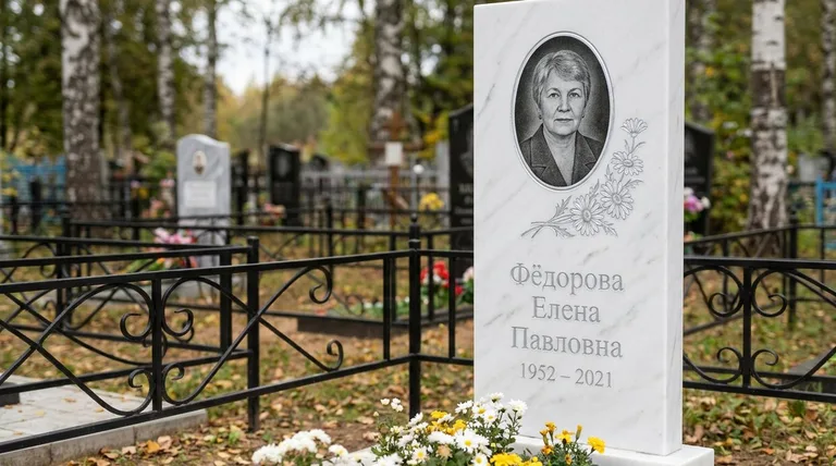 Памятник с гравировкой ромашек — выполненная работа «Фёдорова» в Норильске