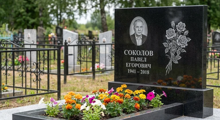 Гравировка роз на памятник в Норильске — пример работы на граните