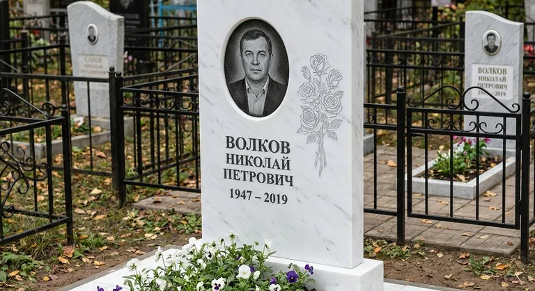 Памятник с гравировкой роз — выполненная работа «Волков» в Норильске