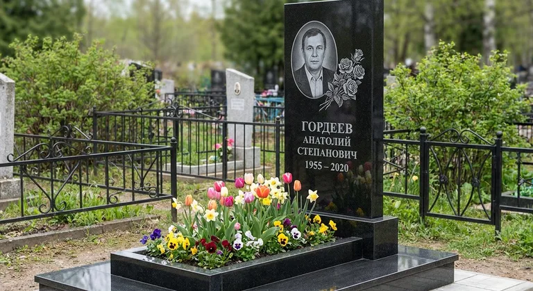 Памятник с гравировкой роз — выполненная работа «Гордеев» в Норильске