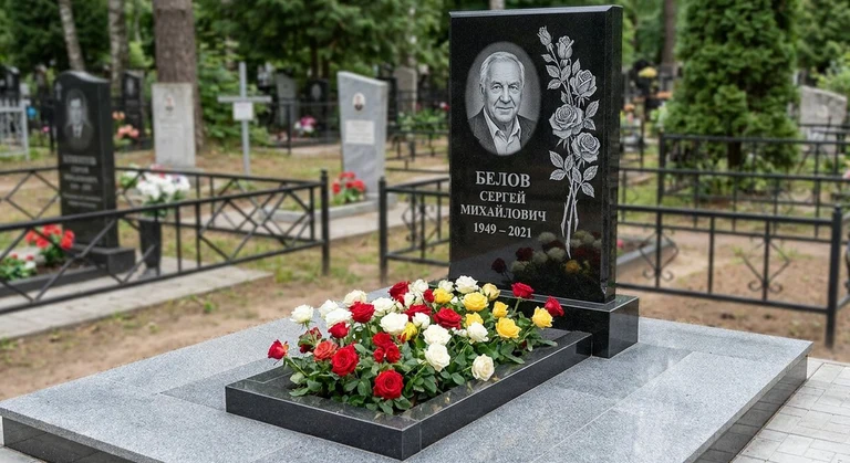 Гравировка цветов на памятник в Норильске — розы на граните