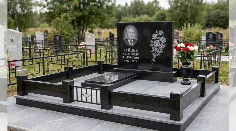 Памятник с гравировкой роз — выполненная работа «Зайцев» в Норильске