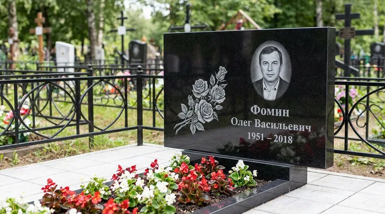 Памятник с гравировкой роз — выполненная работа «Фомин» в Норильске