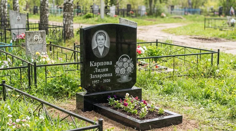 Памятник с гравировкой роз — выполненная работа «Карпова» в Норильске