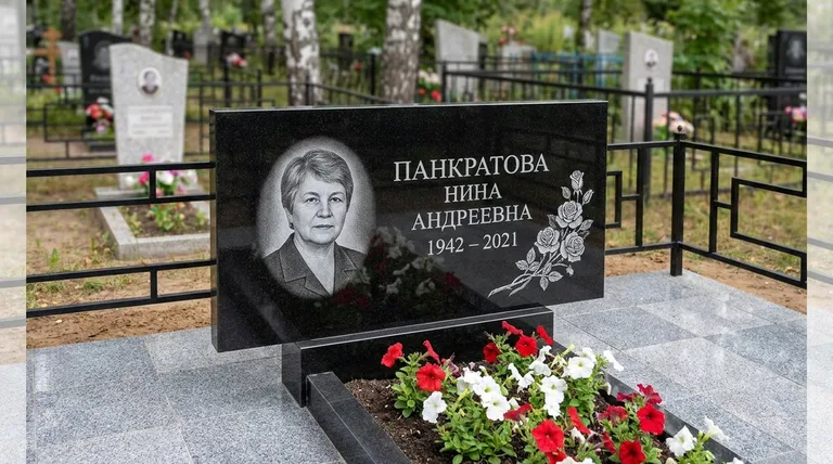 Памятник с гравировкой роз — выполненная работа «Панкратова» в Норильске