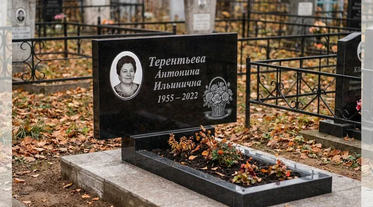 Памятник с гравировкой роз — выполненная работа «Терентьева» в Норильске