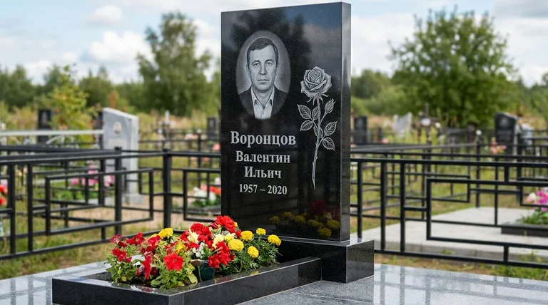 Памятник с гравировкой роз — выполненная работа «Воронцов» в Норильске