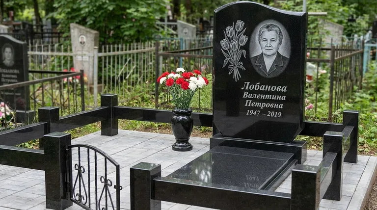 Памятник с гравировкой тюльпанов — выполненная работа «Лобанова» в Норильске
