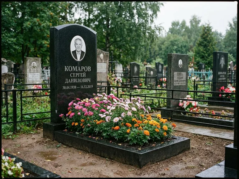 Портрет на керамике — семейный памятник в Норильске