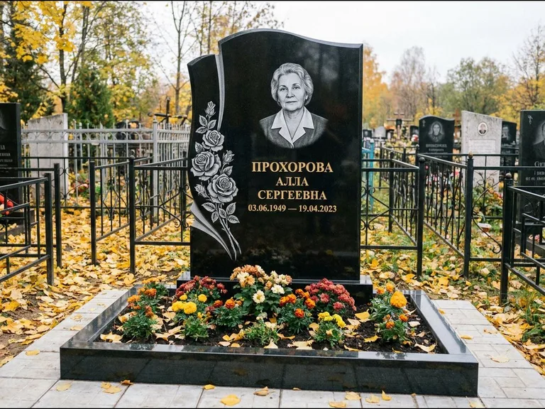 Гравировка портрета на чёрном граните — выполненная работа 20 в Норильске
