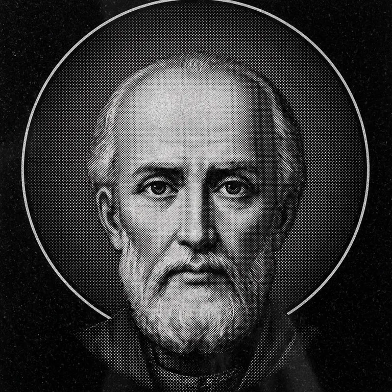 Эскиз иконы: Николай Чудотворец (полутон) — объёмный лик святителя, гравировка на памятник в Норильске