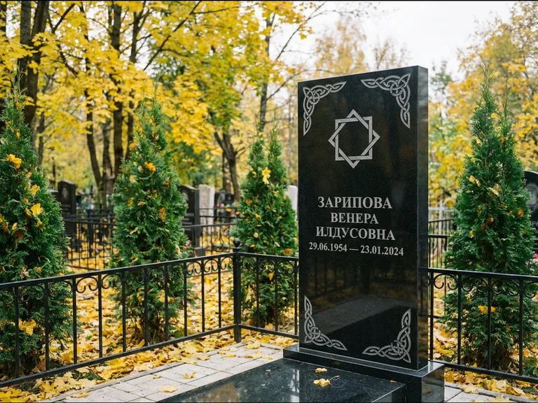 Мусульманский памятник — руб аль-хизб с восточной плетёнкой, работа «Зарипова» в Норильске