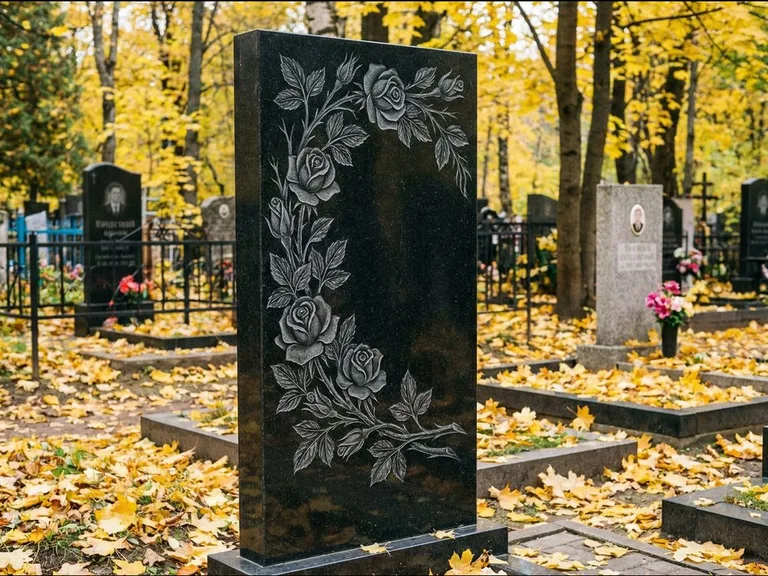 Цветы и орнамент — гравировка с выездом на кладбище в Норильске