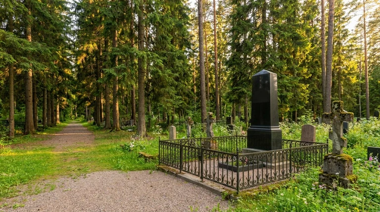 Гранитный памятник на Николаевском кладбище в селе Николаевка под Самарой
