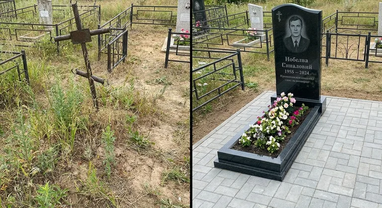 Памятник под ключ: запущенная могила до и ухоженный мемориал после в Норильске