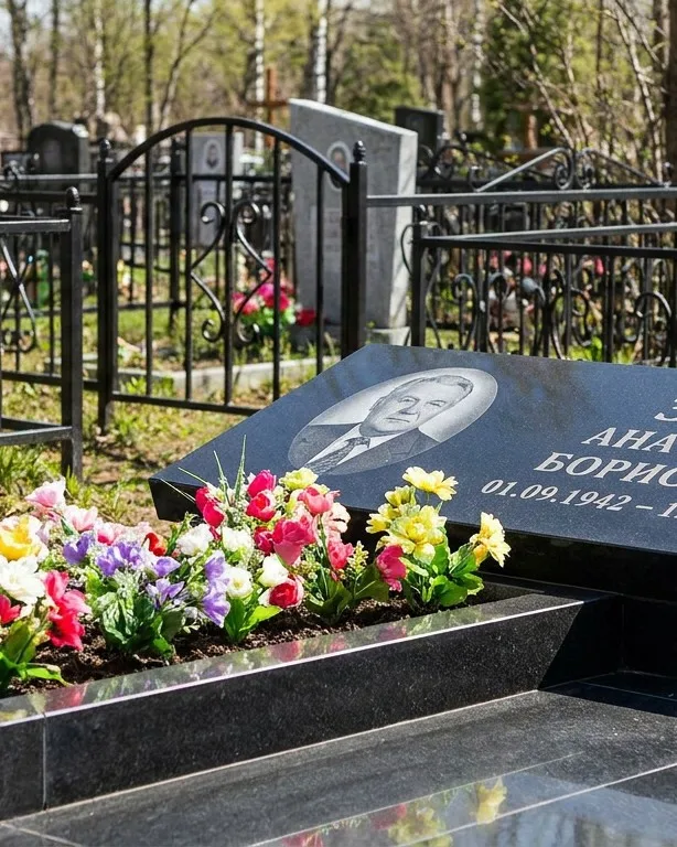 Премиум памятник под ключ с мощением и оградой в Норильске