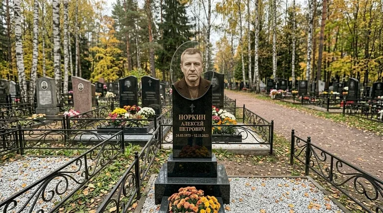 Портрет на стекле на вертикальной стеле в Норильске