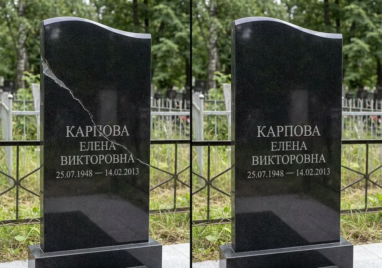 Заделка трещины на чёрном граните: до и после в Норильске