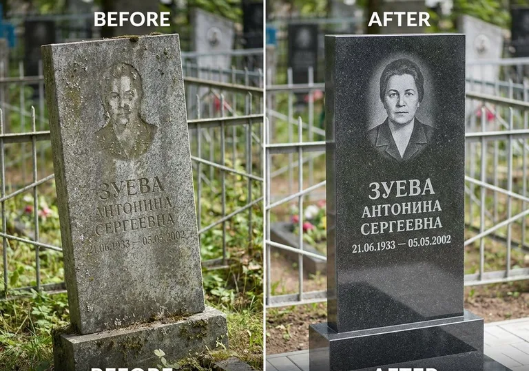 Восстановление сколов кромки гранита: до и после в Норильске