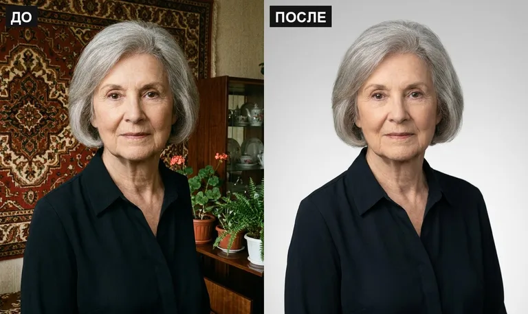 Ретушь фото на памятник — замена фона: до и после в Норильске