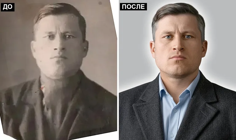 Ретушь фото на памятник — замена одежды: до и после в Норильске