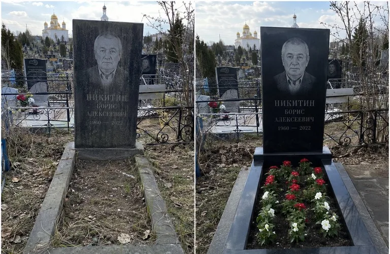 Диптих №3: покраска оградки и прополка цветника с тюльпанами — до и после в Норильске