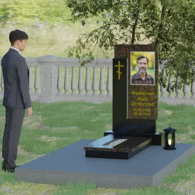 Памятник П005 комбинированный вертикальный с крестом