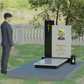 Вертикальный комбинированный памятник П006 с крестом