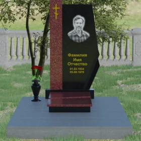 Гранитный вертикальный памятник П008 с крестом