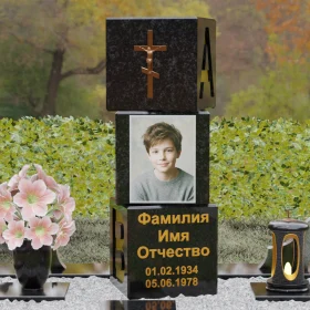 Гранитный православный памятник с крестом - П142