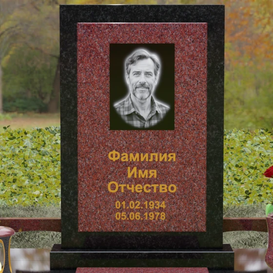 Вертикальный памятник из Гранита с порталом, гранит Лезниковский