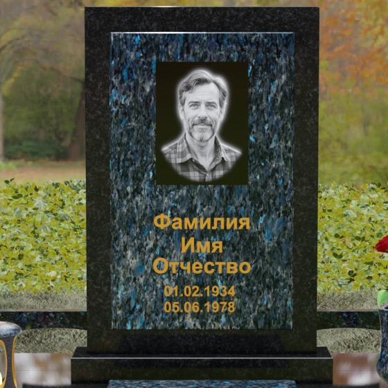 Вертикальный памятник из Гранита с порталом, гранит Блю Перл