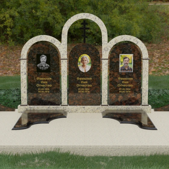 Мемориальный комплекс с тремя арками, гранит Дымовский