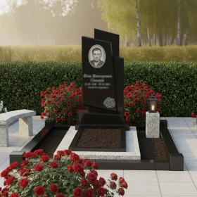 Элитный Гранитный светский вертикальный памятник - ПН116