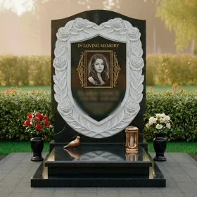 Элитный вертикальный гранитный памятник - ПН147